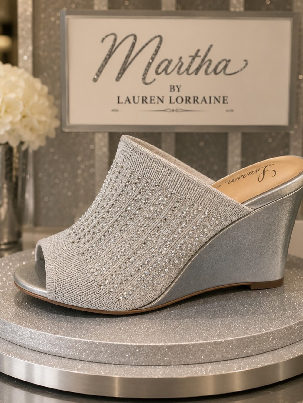 Lauren Lorraine Silver 'Martha' Women's Wedge